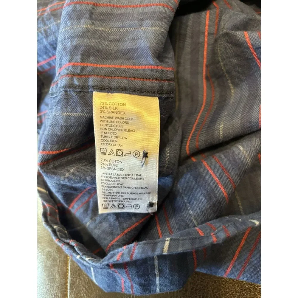 Tommy Bahama‎ Men's Sz XL Long Sleeve Button Down Blue Strips Silk Blend